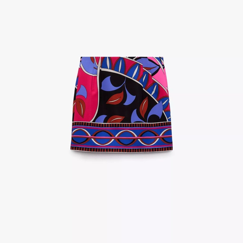 Zara Pink and Purple Abstract Mini Skirt